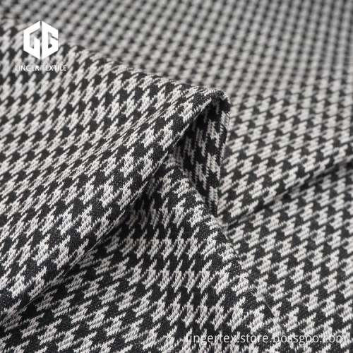 Houndstooth Design Knitted Jacquard Fabric For Clothes